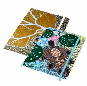 A5 notepads with Aboriginal designs on cover