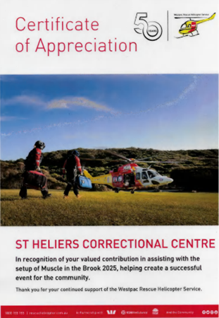 Certificate of Appreciation to St Heliers CC