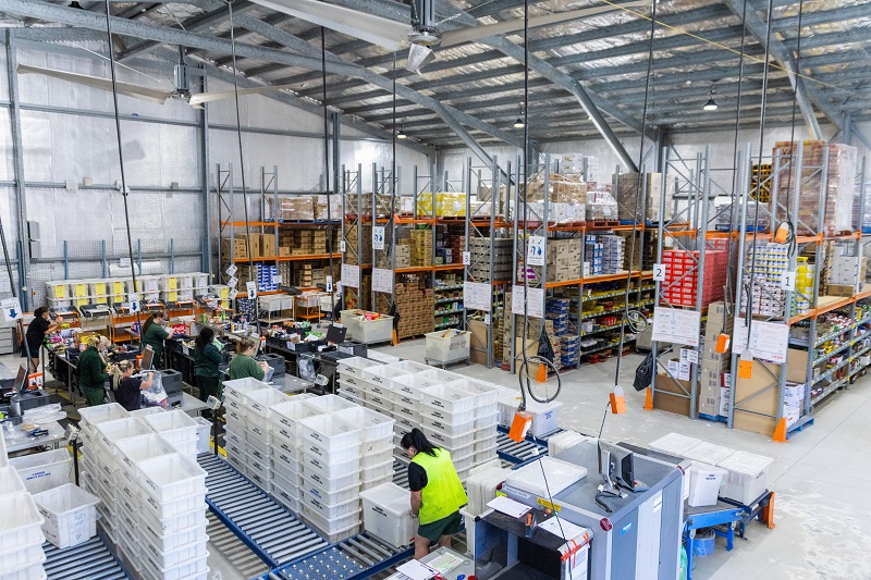 Warehouse with grocery items