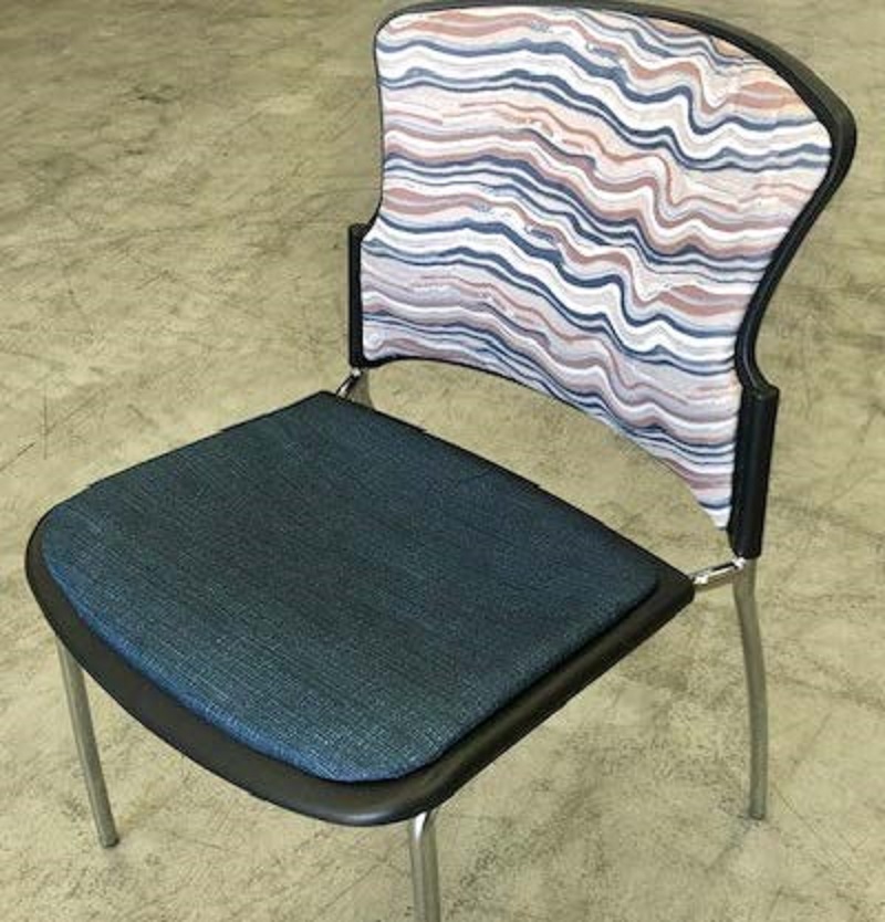 Stacker chair with Aboriginal design material