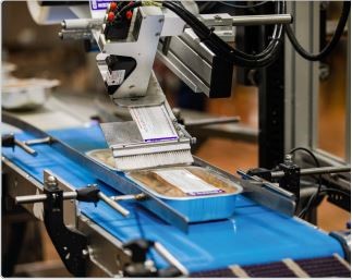 A food pacakaging automatic machine wrapping a food item