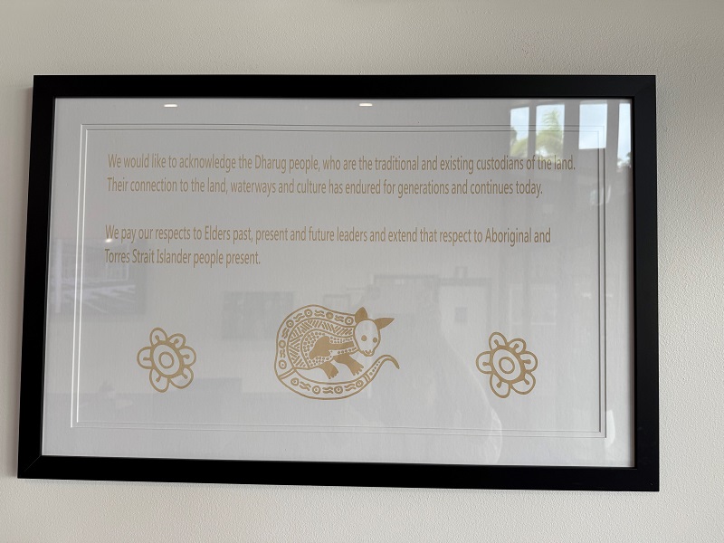 Framed Acknowledgement of Dharug Country