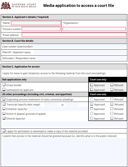 Media file access application form